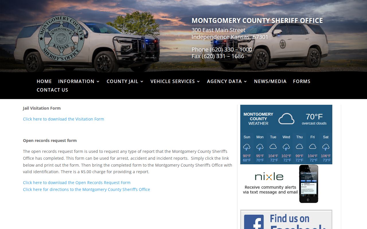 Montgomery County booking-record request instructions