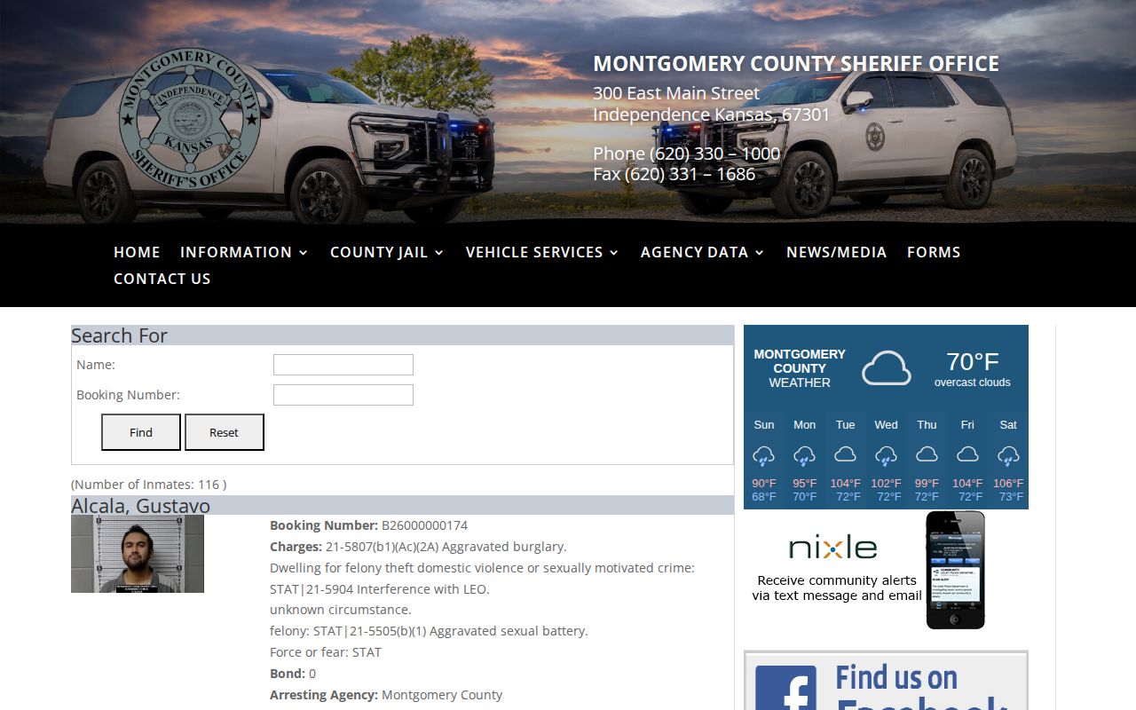 Montgomery County jail roster and booking record search