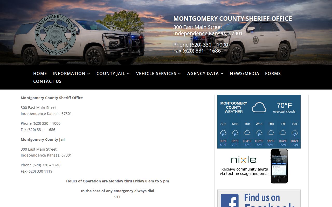 Montgomery County Sheriff's Office contact record for warrant questions